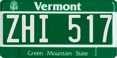 VT license plate ZHI517