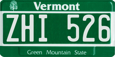VT license plate ZHI526