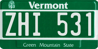 VT license plate ZHI531