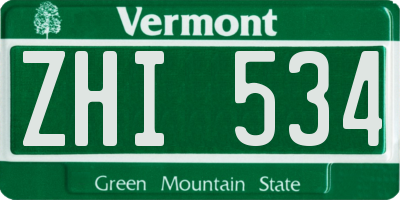 VT license plate ZHI534
