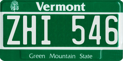 VT license plate ZHI546