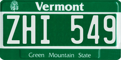 VT license plate ZHI549