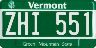 VT license plate ZHI551