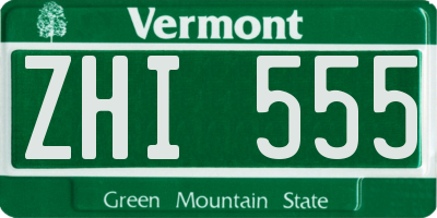 VT license plate ZHI555