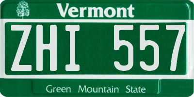 VT license plate ZHI557