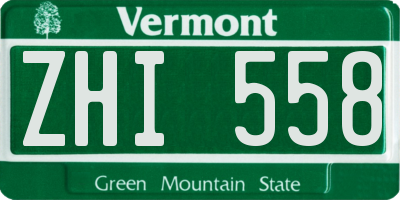 VT license plate ZHI558