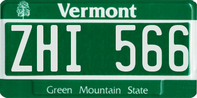 VT license plate ZHI566