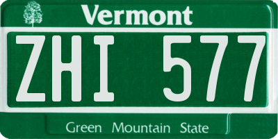 VT license plate ZHI577