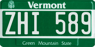 VT license plate ZHI589