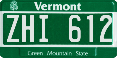 VT license plate ZHI612