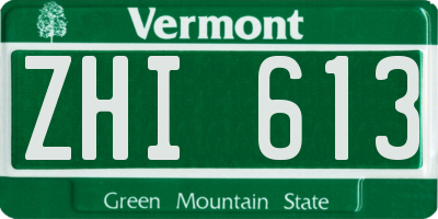 VT license plate ZHI613