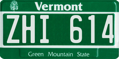 VT license plate ZHI614