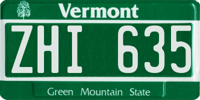 VT license plate ZHI635
