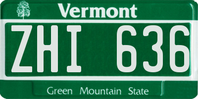 VT license plate ZHI636