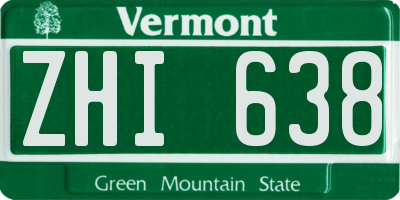 VT license plate ZHI638