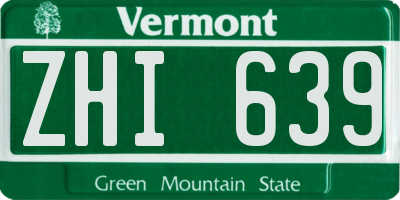 VT license plate ZHI639