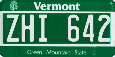 VT license plate ZHI642