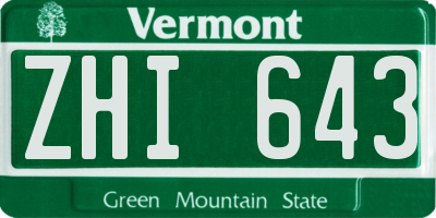 VT license plate ZHI643