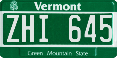 VT license plate ZHI645