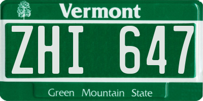 VT license plate ZHI647