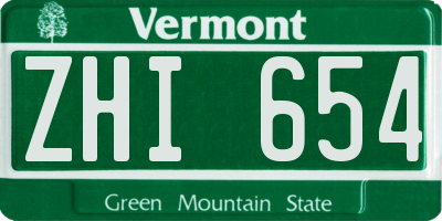 VT license plate ZHI654