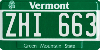 VT license plate ZHI663