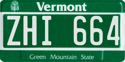 VT license plate ZHI664