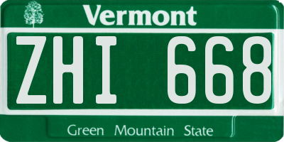 VT license plate ZHI668