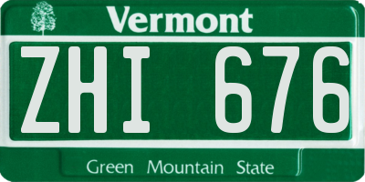 VT license plate ZHI676
