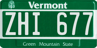VT license plate ZHI677