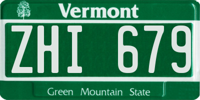 VT license plate ZHI679