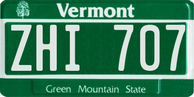 VT license plate ZHI707
