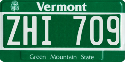 VT license plate ZHI709