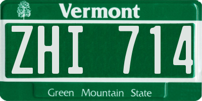 VT license plate ZHI714