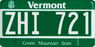 VT license plate ZHI721