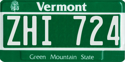 VT license plate ZHI724