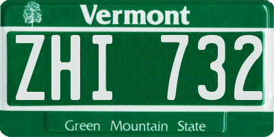 VT license plate ZHI732