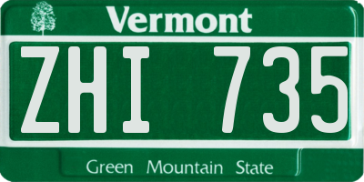 VT license plate ZHI735