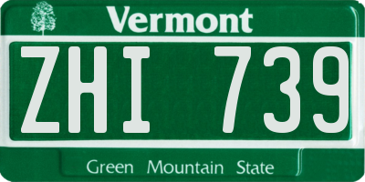 VT license plate ZHI739