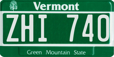 VT license plate ZHI740