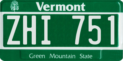VT license plate ZHI751