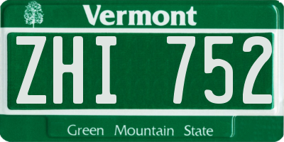VT license plate ZHI752