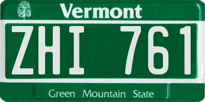 VT license plate ZHI761
