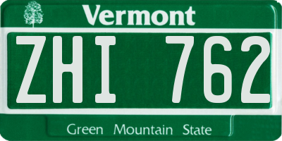 VT license plate ZHI762