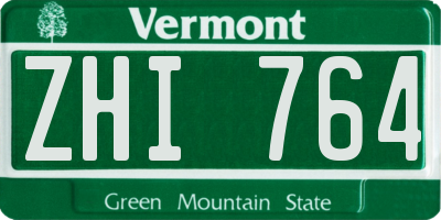 VT license plate ZHI764