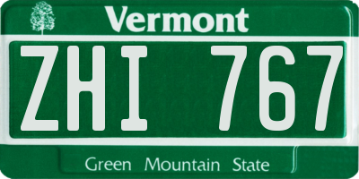 VT license plate ZHI767