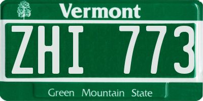 VT license plate ZHI773