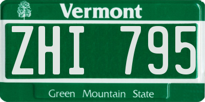 VT license plate ZHI795