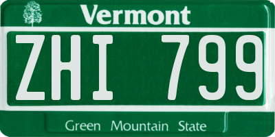 VT license plate ZHI799