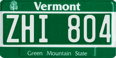 VT license plate ZHI804